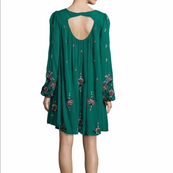 Free People NWT green combo Oxford Swing mini dres - Picture 2 of 8